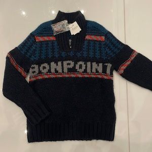 New with tags Bonpoint Zipped-Rollneck Jacquard Jumper | Blue